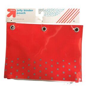 Jelly Binder Pouch Red with Grey Squares 10in X 7.25in SC056